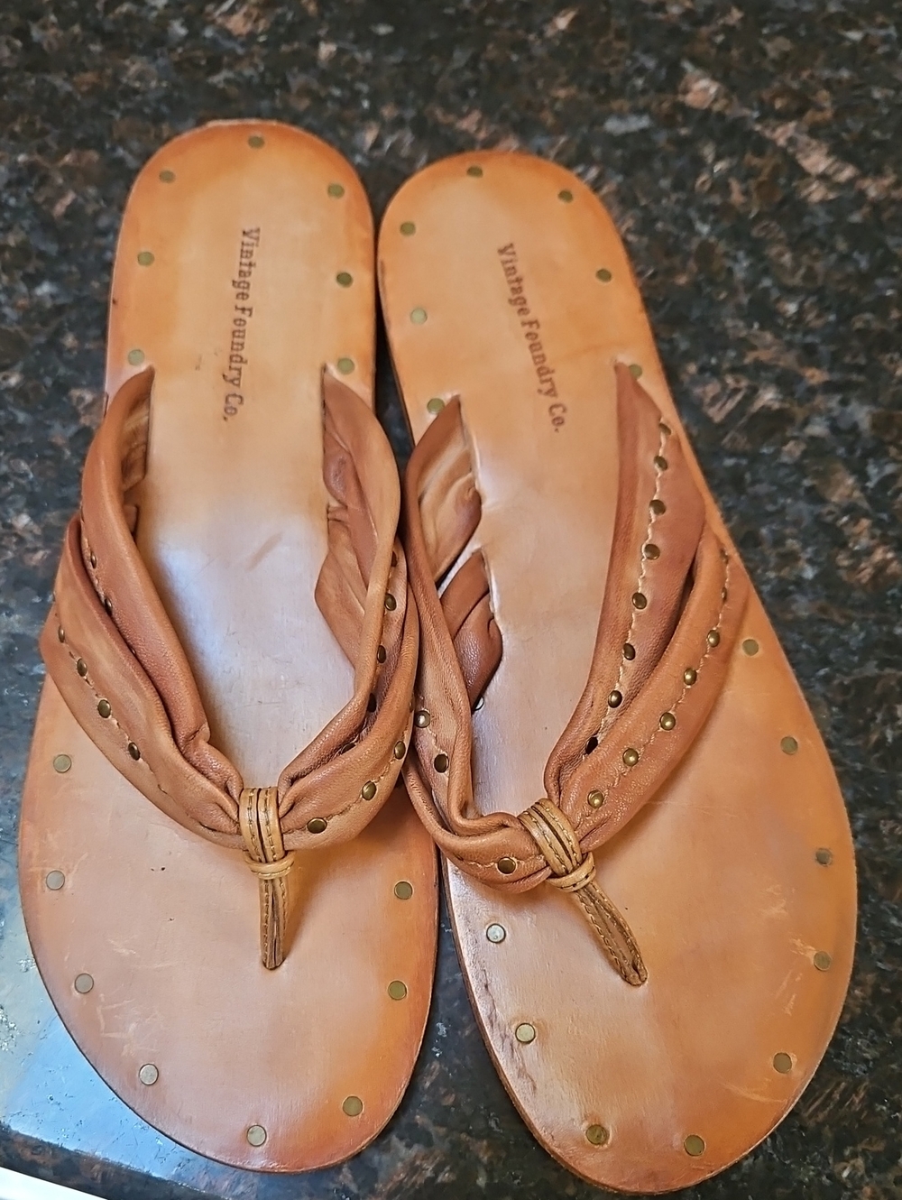 Vintage Foundry Co. Women's Tan Braided Toe-Post Sandals